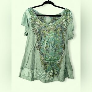 One World Y2K Colorful Fairy Babydoll Tunic Top Sz 1X